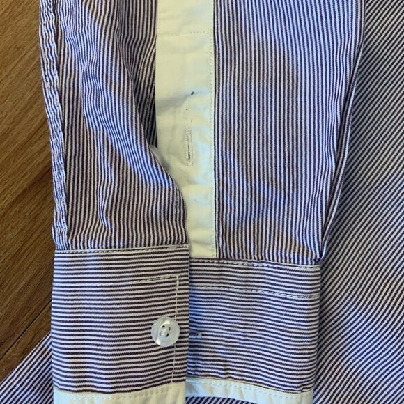 XDNY Slim Fit Purple Stripe Button Up Dress Shirt - Picture 7 of 8